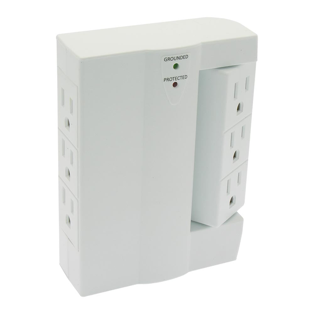 6 Outlet Swivel 3Prong Wall Tap Adapter 300J Surge Protector 6 Outlet Swivel 3Prong Wall Tap Adapter 300J Surge Protector